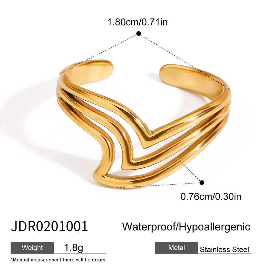 Anillos minimalistas de acero inoxidable color dorado Imagen2
