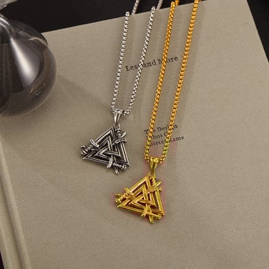 1 Piece Designable Triangle Stainless Steel Men's Pendant Necklaces h5 Picture9