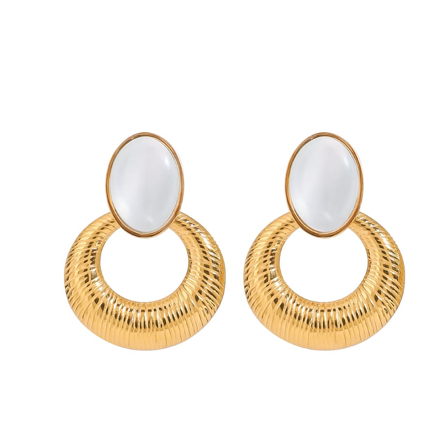 1 Pair Retro Stainless Steel Gold Color Women's Drop Earrings Picture5