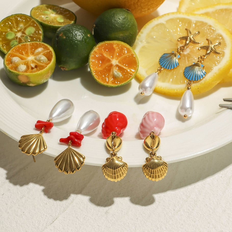Ins Style Oceanic Stainless Steel Gold Color Drop Earrings Picture4