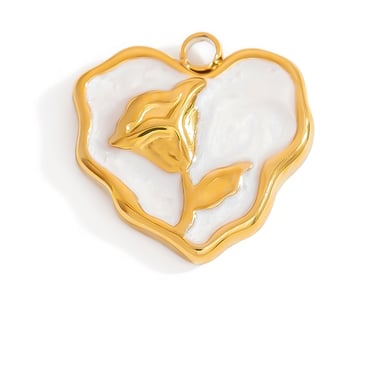 Oil-spot Glazing Flower Stainless Steel Gold Color Women's Pendants h5 