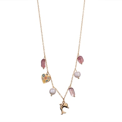 1 Piece Glamorous Series Elegant Heart Stainless Steel Gold Color Transparent Natural Stone Women's Pendant Necklaces h5 Picture7