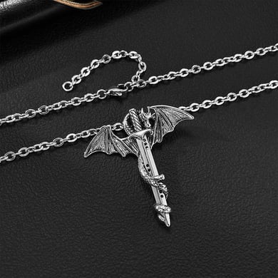1 Piece Dragon Sword Stainless Steel Men's Necklaces h5 Picture7