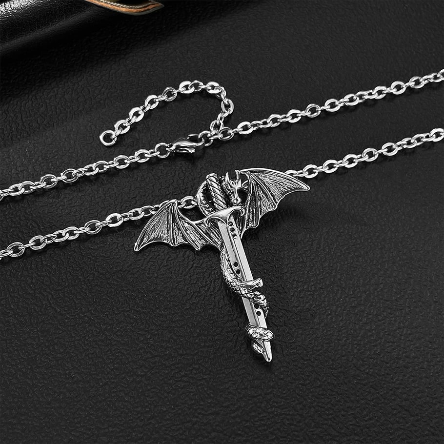 1 Piece Dragon Sword Stainless Steel Men's Necklaces Picture7