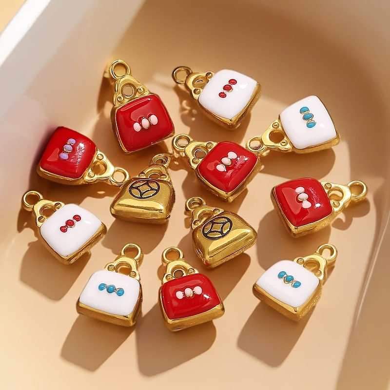 1 Piece Classic Bag Droplet Technique Stainless Steel Gold Color Women's Pendants Picture4