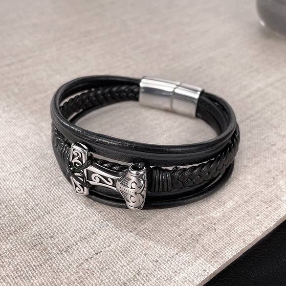 1 Stück geometrische mehrschichtige Herrenarmbänder aus Edelstahl