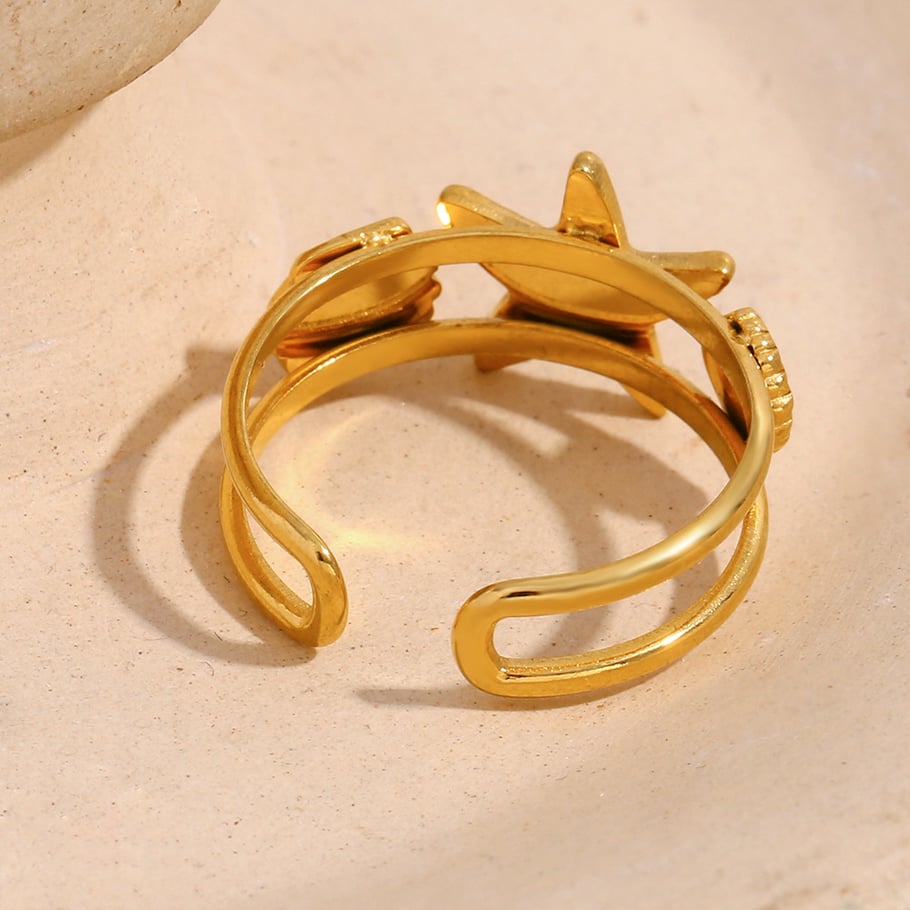 1 Stück Simple Series Vacation Turtle Edelstahl Goldfarben Damen Verstellbare Ringe Bild4