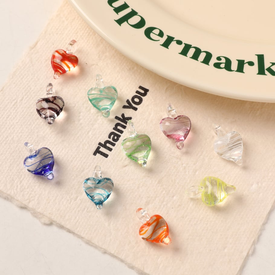 1 Piece Stripe Heart Glass DIY Women's Pendants Picture4