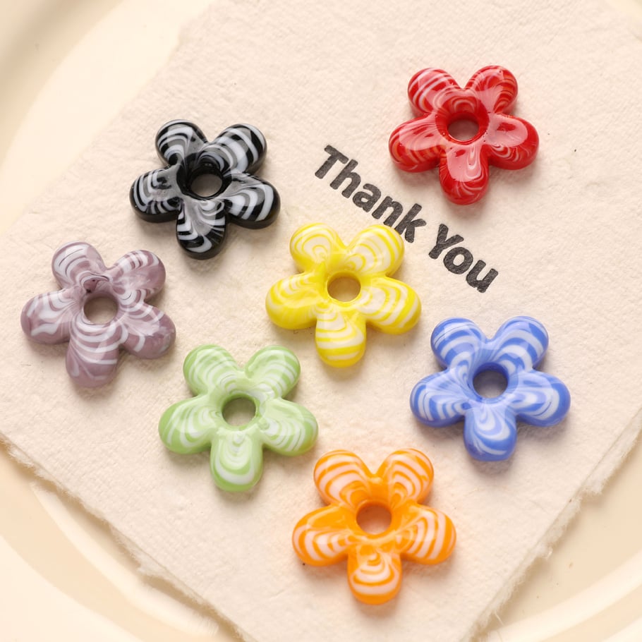 1 Piece Stripe Flower Glass DIY Women's Pendants Picture4