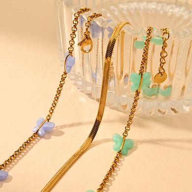 Romantic Sweet Butterfly Stainless Steel Gold Color Women's Anklets h5 Picture4