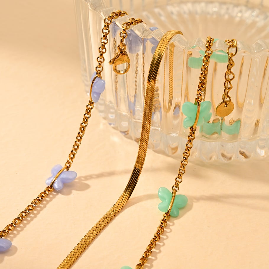 Romantic Sweet Butterfly Stainless Steel Gold Color Women's Anklets Picture4