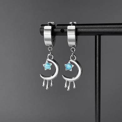 Pendientes colgantes de acero inoxidable con estrella sofisticada para mujer h5 Imagen2