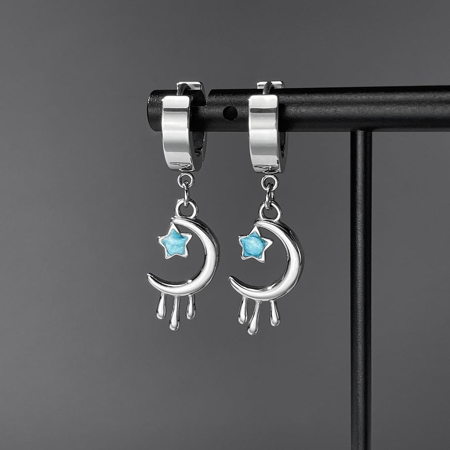 Pendientes colgantes de acero inoxidable con estrella sofisticada para mujer Imagen2