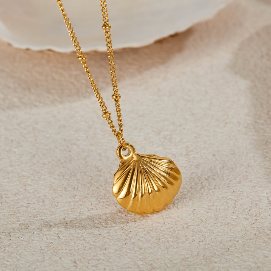 1 Piece Classic Series Retro Conch Stainless Steel Gold Color Women's Pendant Necklaces Picture5
