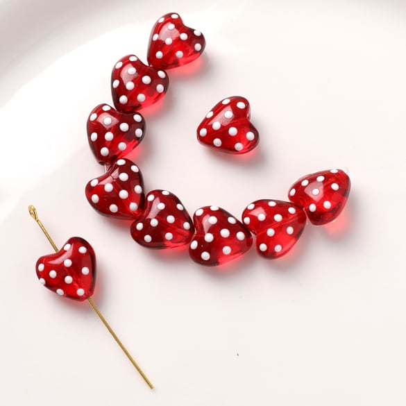 1 Piece Romantic Heart Glass DIY Jewelry Beads