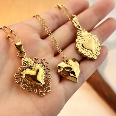 Heart Stainless Steel Gold Color Pendant Necklaces h5 Picture3