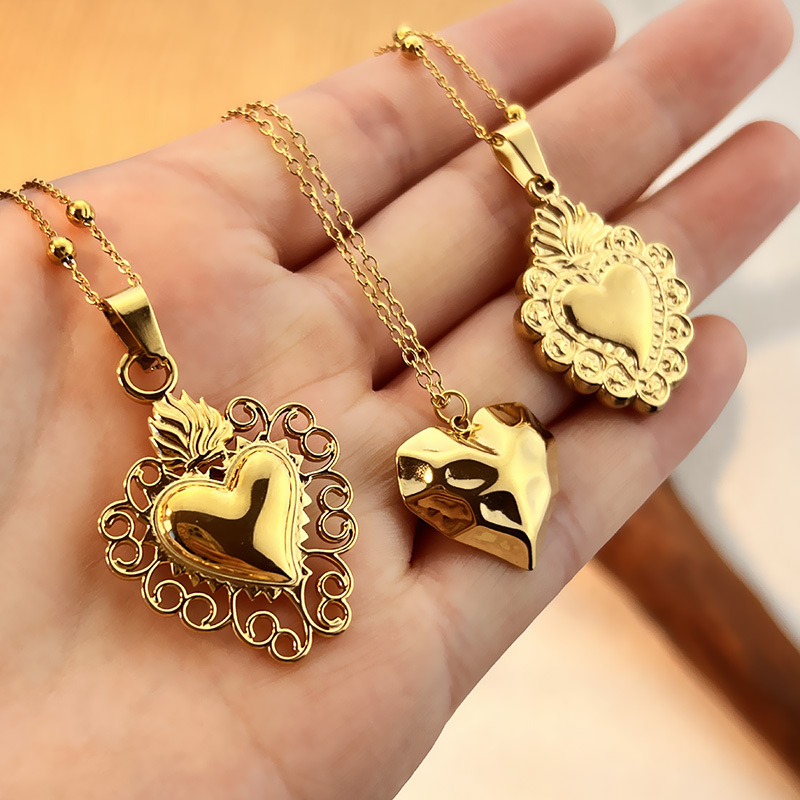 Heart Stainless Steel Gold Color Pendant Necklaces Picture3