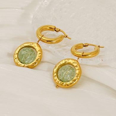 Orecchini pendenti in acciaio inossidabile color oro h5 Immagine5