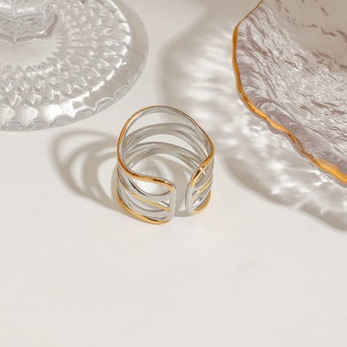 1 Piece Simple Series Stainless Steel Gold Color Women's Single Rings h5 Picture3