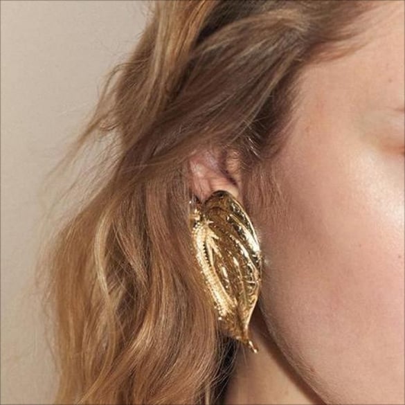 Retro Heart Stainless Steel Gold Color Stud Earrings