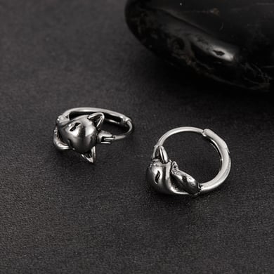 1 Piece Designable Series Chic Fox Stainless Steel Men's Hoop Earrings h5 Picture5