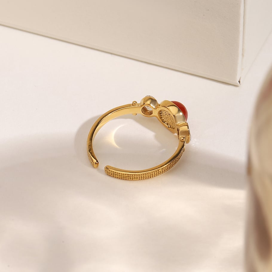 Retro Edelstahl Gold Farbe Edelstein Edelstein Ringe Bild6