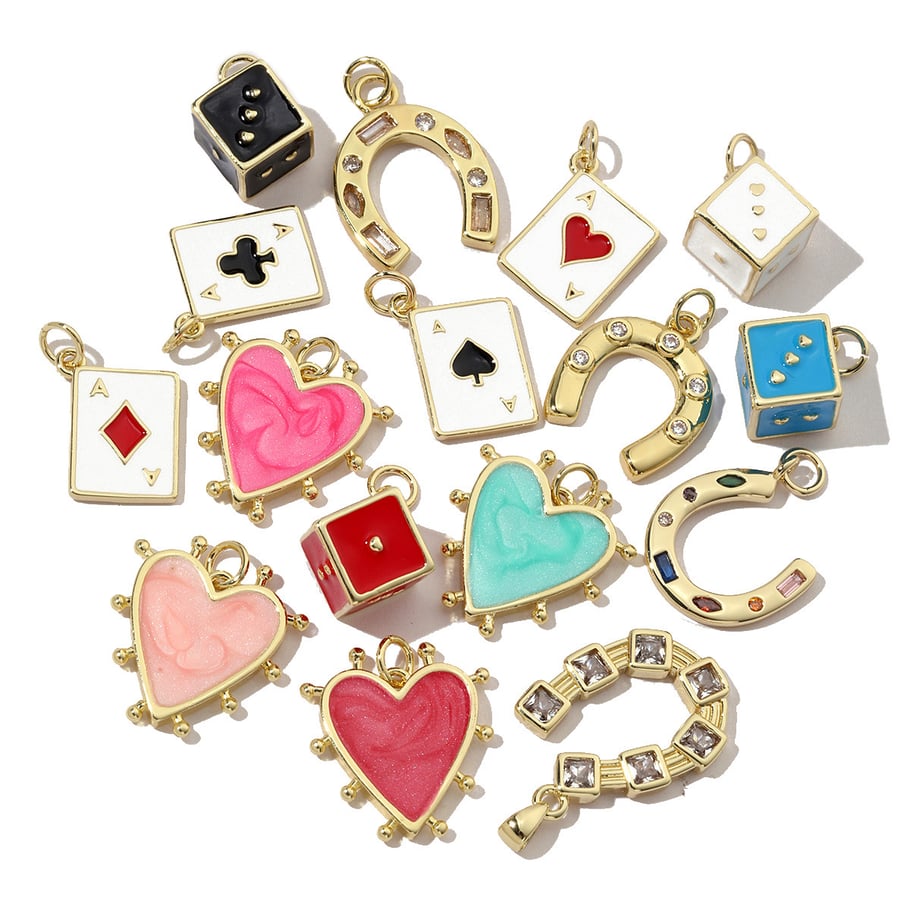 1 Piece Modern Series Daily Dice Shape Copper Gold Color Women's Pendants Picture5
