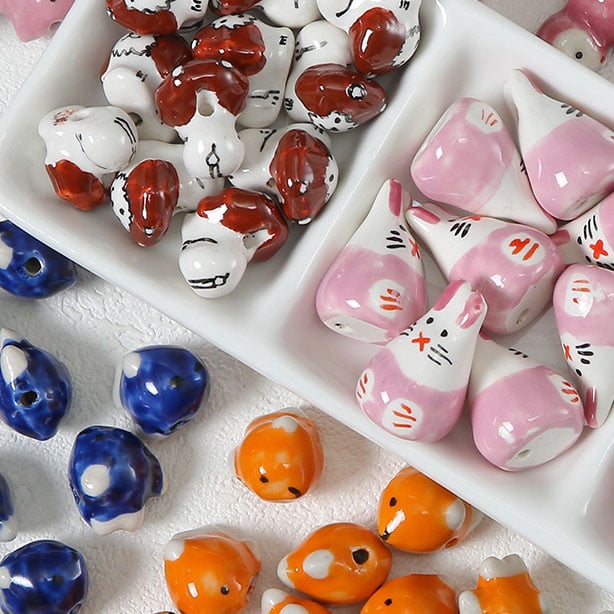 1 pièce de perle en céramique en forme de lapin mignon pour bijoux à faire soi-même Image2