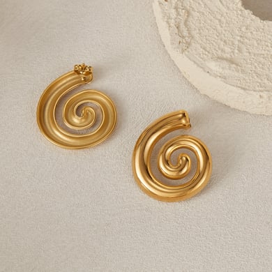 1 par de aretes de botón de acero inoxidable dorados con diseño de tortuga de la serie Simple Daily para mujer h5 Imagen3