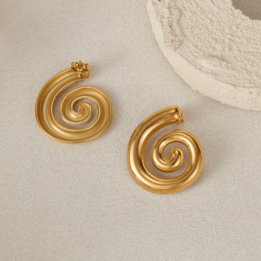 1 par de aretes de botón de acero inoxidable dorados con diseño de tortuga de la serie Simple Daily para mujer Imagen3