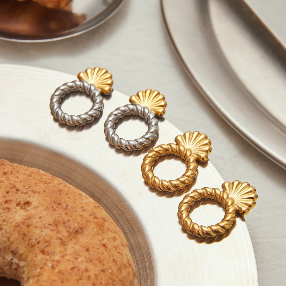 Retro Stainless Steel Gold Color Stud Earrings Picture2