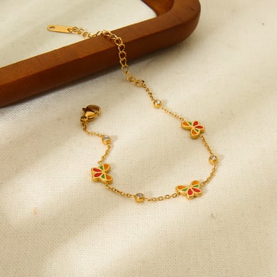 Bracelets tendance en acier inoxydable pour femme avec papillons colorés h5 Image4