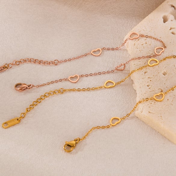 Eenvoudige roestvrijstalen armbanden met hartvormige ketting