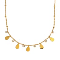 Halskette mit Zirkonia-Clip in Tropfenform, Gold 