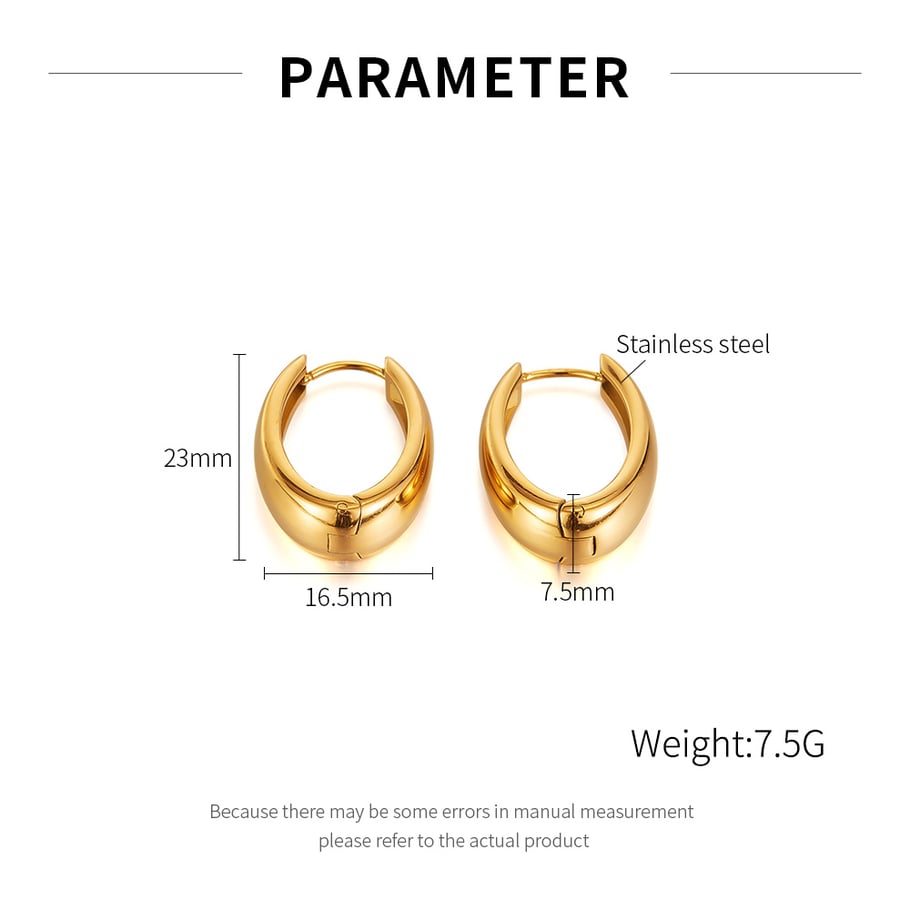 1 Paar Simple Series Tägliche geometrische Edelstahl Goldfarbene Damen-Ohrstecker Bild2