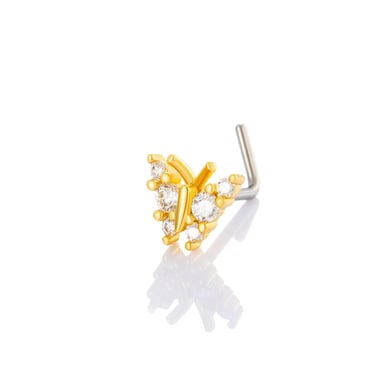 1 pièce de piercing de nez papillon en cuivre doré et zircon pour femme h5 