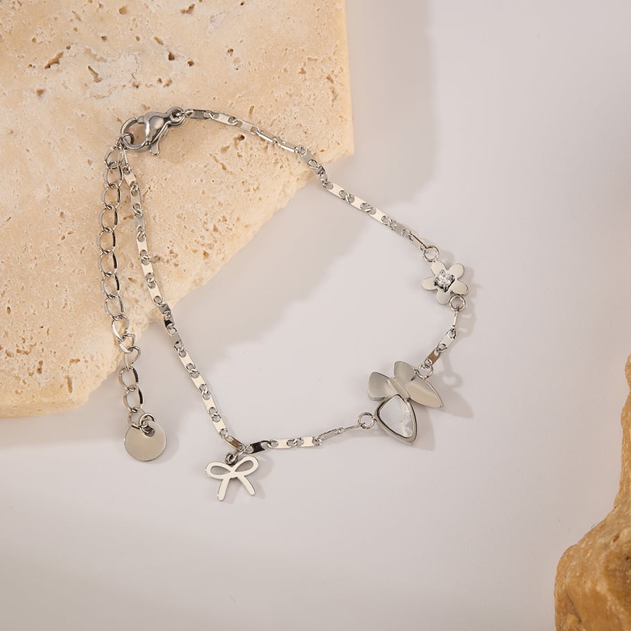 Schmetterlings-Charm-Armbänder aus Edelstahl in Goldfarbe Bild6