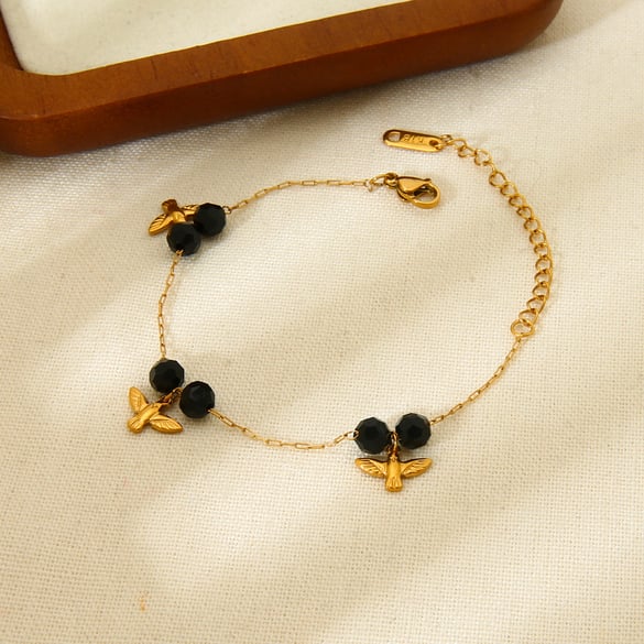 Pulseras de acero inoxidable para mujer con temática de cereza y fruta de moda