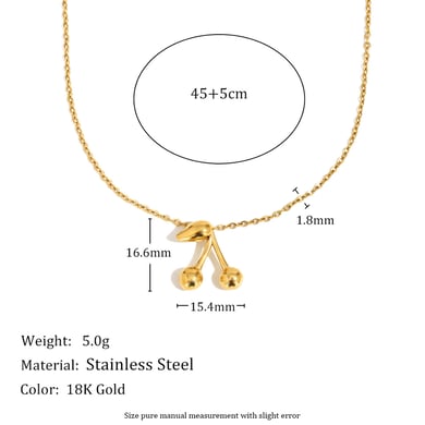 Collane da donna in acciaio inossidabile dorato, semplici ed eleganti, con tema ciliegia h5 Immagine5