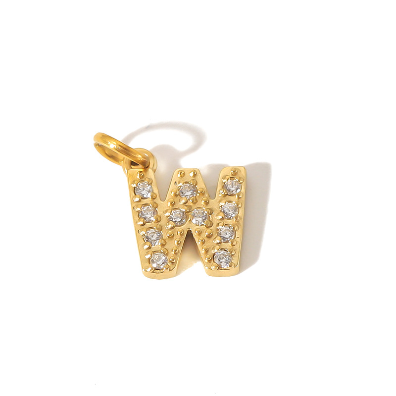 1 Paar Simple Series Daily Letter Edelstahl Gold Farbe Zirkon Unisex Anhänger Bild2