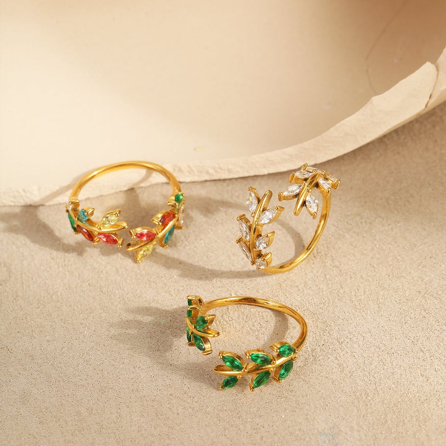 Bagues ajustables pour femmes en acier inoxydable et zircon, série Simple, géométriques quotidiennes Image2