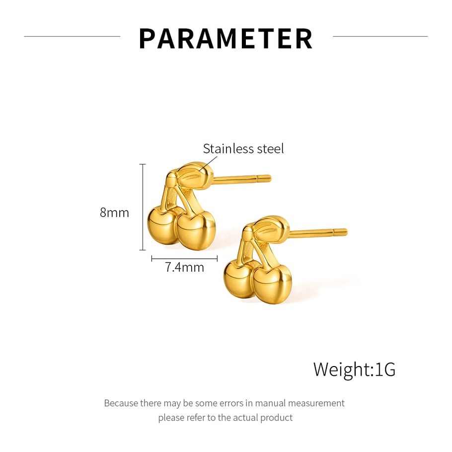 1 par de pendientes de botón de acero inoxidable dorados con diseño de planta diaria de serie simple para mujer Imagen2