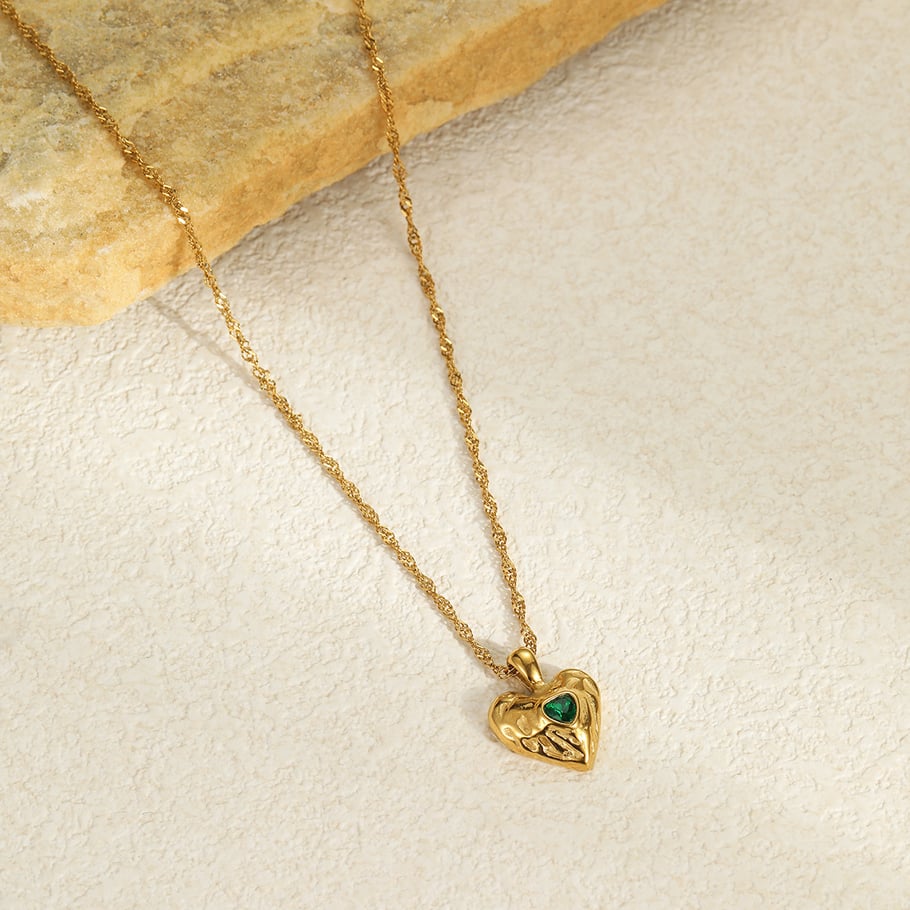 1 Paar Simple Series Daily Heart Edelstahl Goldfarben Damen-Anhänger-Halsketten h5Bild3