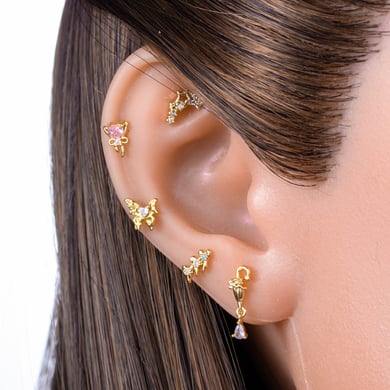 1 Pair Simple Series Simple Heart Copper   Gold Color  Zircon Women's Piercings Earrings h5 Picture5