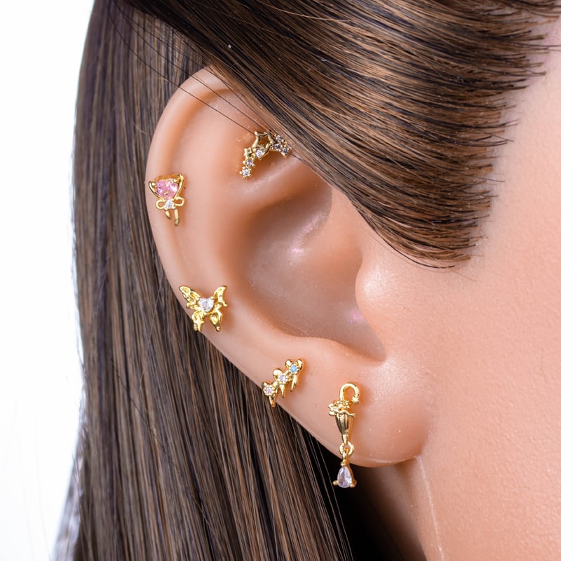1 Pair Simple Series Simple Heart Copper   Gold Color  Zircon Women's Piercings Earrings Picture5