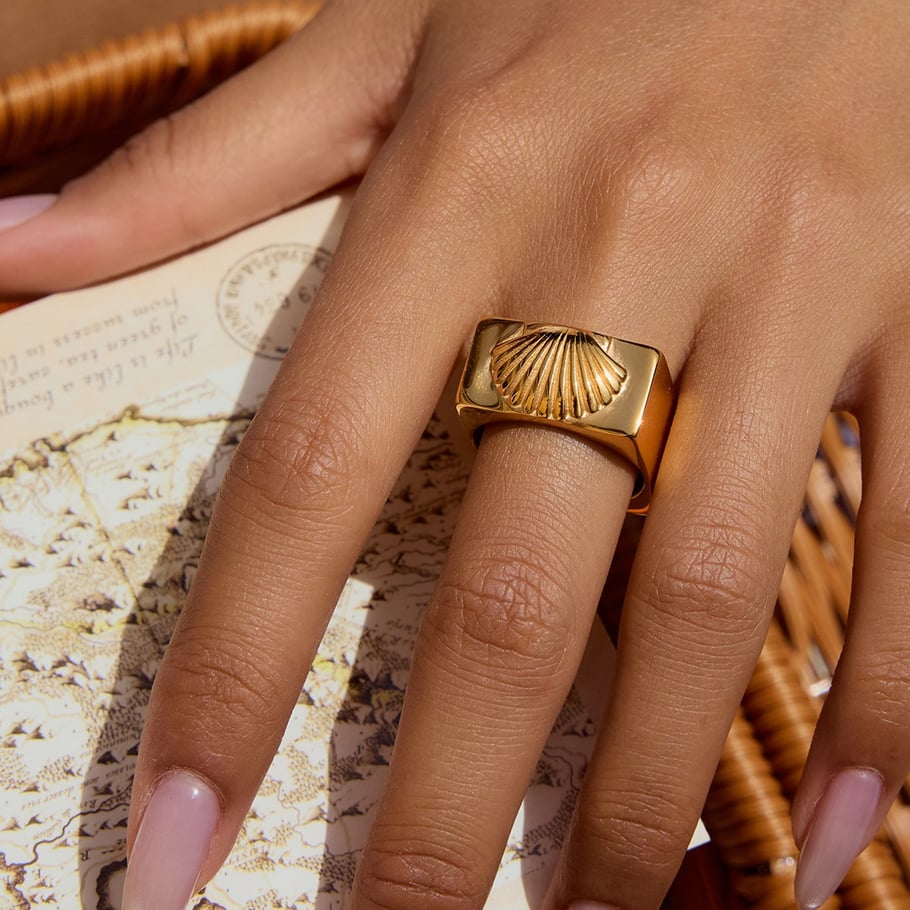 Shell Stainless Steel  Gold Color Statement Ring Picture5