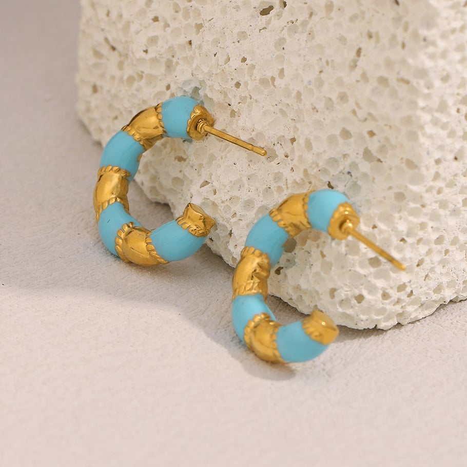 Pendientes elegantes de mujer con bloqueo de color retro Imagen3