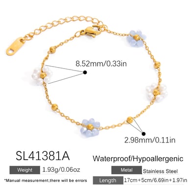 Sweet Flower Stainless Steel Gold Color Women's Charm Bracelets h5 Picture2