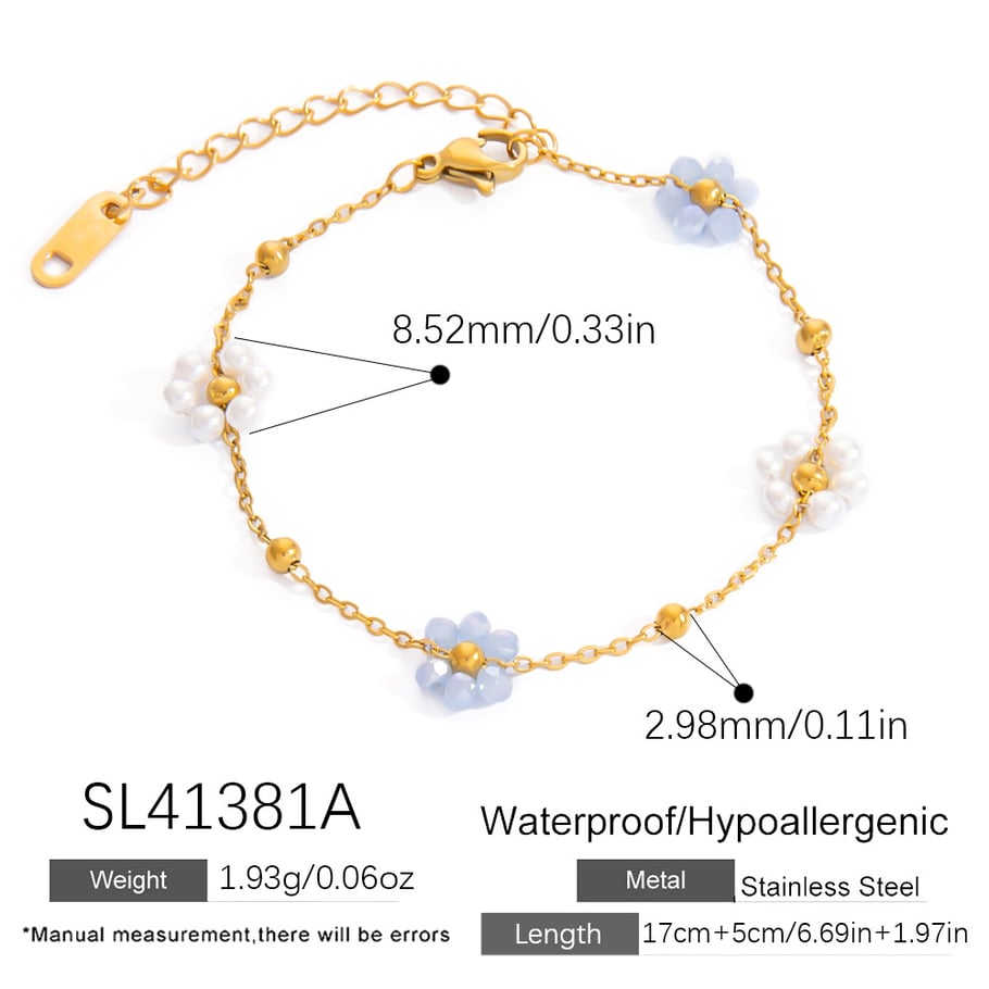 Sweet Flower Stainless Steel Gold Color Women's Charm Bracelets Picture2
