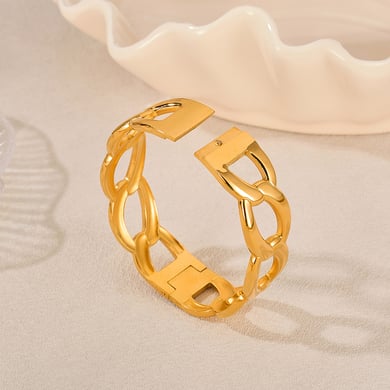 Bracelet simple géométrique en acier inoxydable doré pour femme, 1 pièce h5 Image7